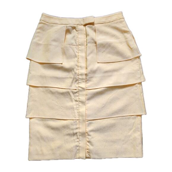 Luca Luca Dresses & Skirts - NWT Luca Luca Marco Tiered Skirt Sz 42 Yellow Wool Blend Made in Italy Designer